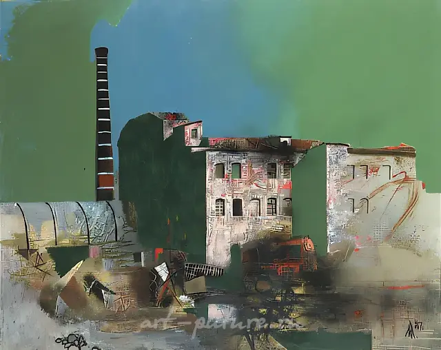 风景。《革命的回忆》，1987年，油画布，160x200厘米。私人收藏，德国。