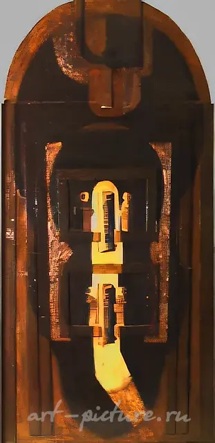 Composition on a religious theme, 1989, wood, oil, 200x100