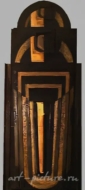 Composition in the interior, 1990, wood, oil, 250x100