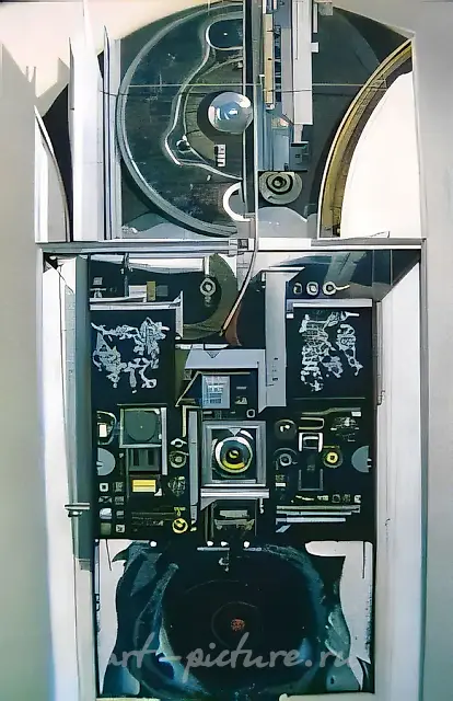 A communication seance, 1985, oil on relief of objects and structures, 150x70