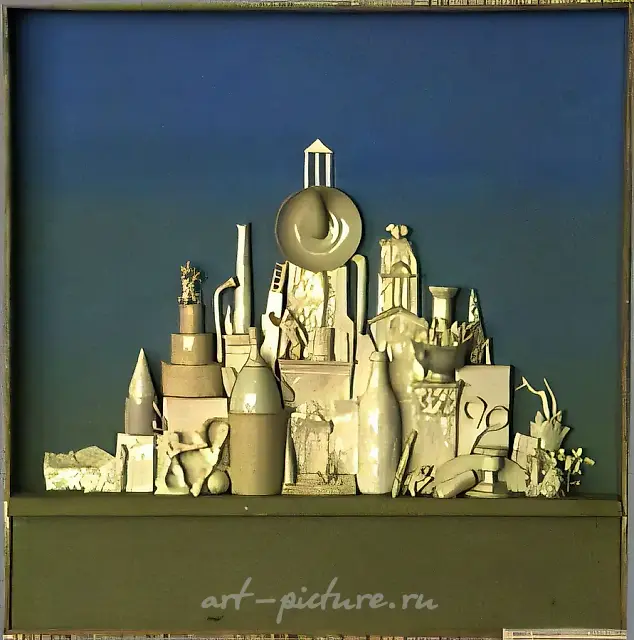 Pastoral, 1990, ceramics, tempera, wood, 100x100