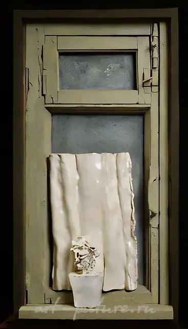 Metaphysics of the Everyday, 1995, ceramics, tempera, wood, 77x41x11