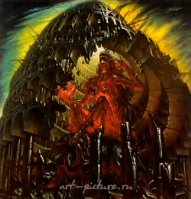 The tower of Babylon, 1989, canvas, oil, 200x200
