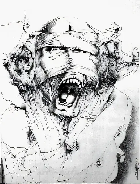 Scream, 1985, ink, paper, pastel, 48x36