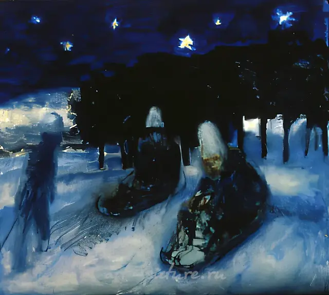 Winter ride, 1990, canvas, oil,