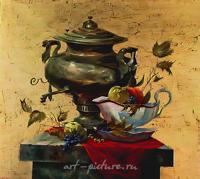 俄罗斯现代派的回忆，1987年，纸板，镀金，油画，40x50