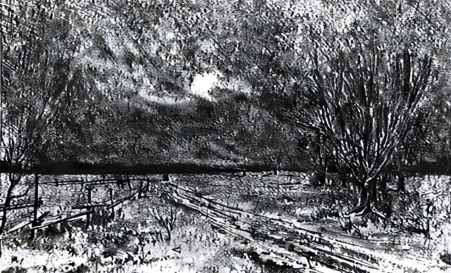 冬季道路，1987年，单印版画，30x49厘米