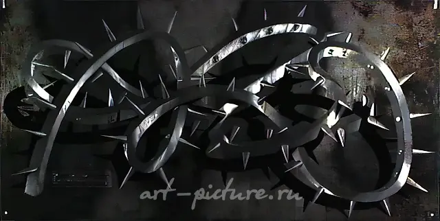 Without a Title, 1992, metal, parquet varnish, oil, 150x114
