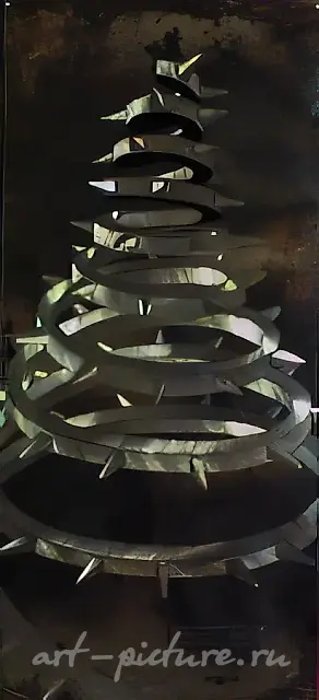 Without a Title, 1992, metal, parquet varnish, oil, 76x150