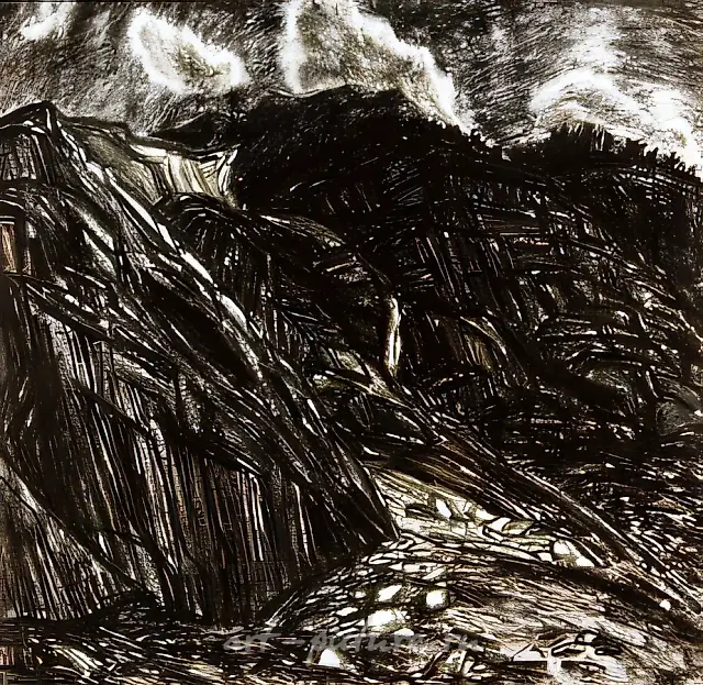 在冰川旁，1990年，酱料，60x60，$200
