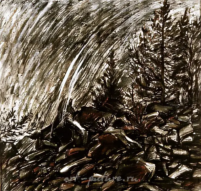 雨，1990年，酱料，红粉，60x60，$200