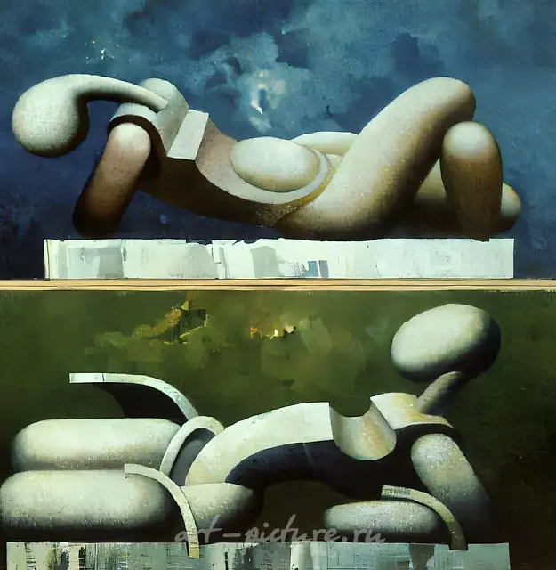 «She» and «He». Diptych, 1989, canvas, oil, 50x100, 50x100. Private collection