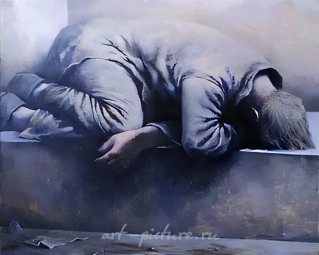 A lying man, 1995, oil on canvas, 150x181