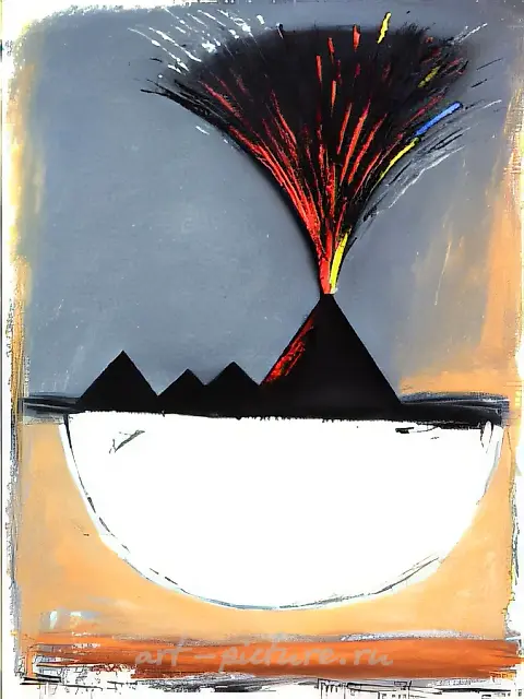 《火山》系列，第二号，1991年，纸本，粉彩，48x36厘米，斯坦贝特画廊藏品，莫斯科。