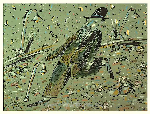 职业。第2页，1987年，纸本、水彩、墨水，40x50厘米。作者所有，500美元