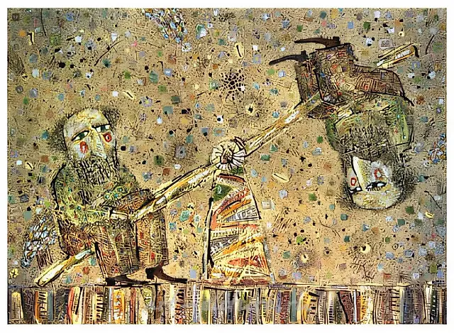 哲学家，1989年，纸本，混合技法，30x44厘米。作者自藏，$1000