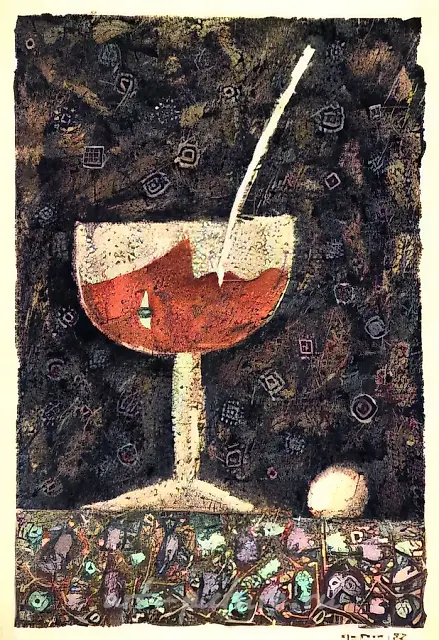 孤独，1992年，纸上综合技法，45x32厘米。作者自藏，$1000