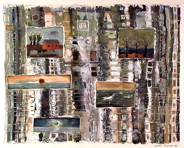 海岸，1992年，纸上单刷版画，44x54厘米。作者私藏，$1000