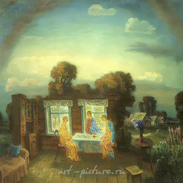 关于鲁布廖夫的回忆，1987年，布面油画，160x160，作者自藏