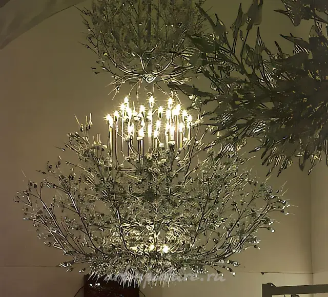 Chandeliers in the Church of John the Baptist near Bor, 1984, crystal, polished steel, 500x350. Property of the Church