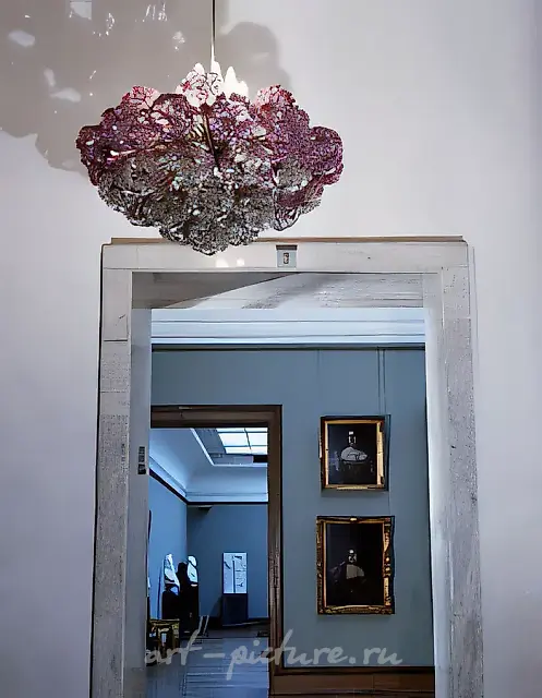 Small chandelier of the main entrance, 1995, stained glass, crystal, metal, D = 120 cm The State Tretyakov Gallery, Moscow