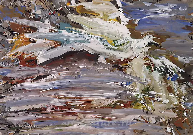 Birds (a sheet from a series), 1983, paper, distemper, 44x62 Property of Tretyakov Art Gallery. Moscow.