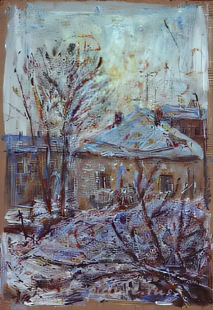 Moscow Courtyard, 1955, cardboard, oil, 73x51 Property of STANBET GALLERY. Moscow.