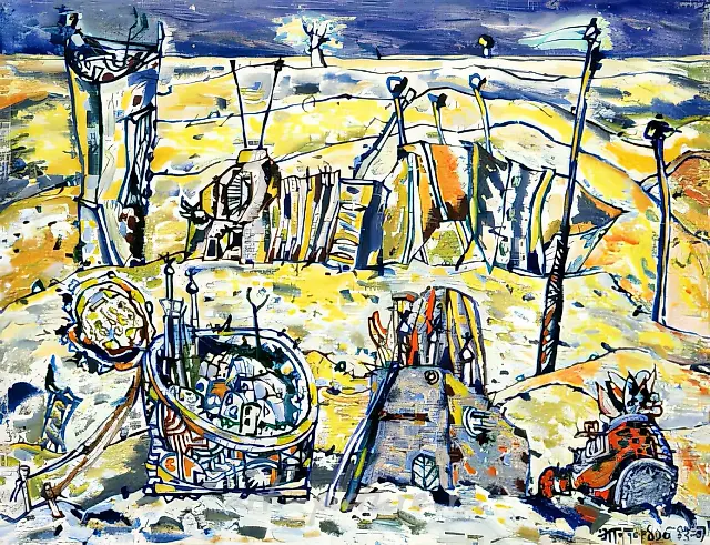 Exchange of complains, 1993, canvas, tempera, acril, 58x76