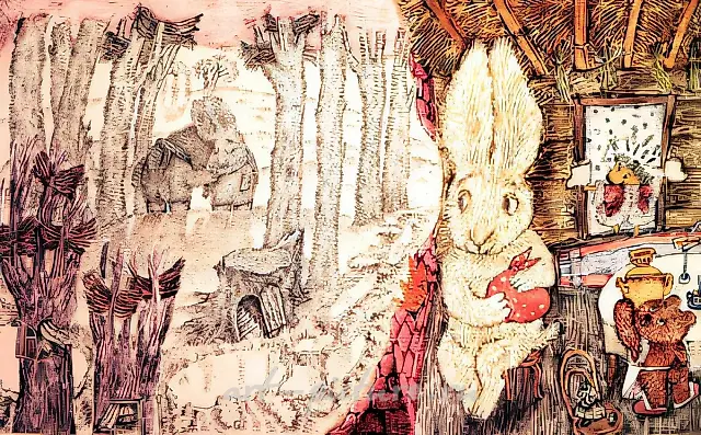 插图：《雾中的小刺猬》，作者：С.科兹洛夫，1991年，纸本，水彩、白粉、墨水，27×42厘米，作者自藏