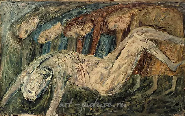 《安置于墓中》，1987年，布面油画，65x88，作者自藏
