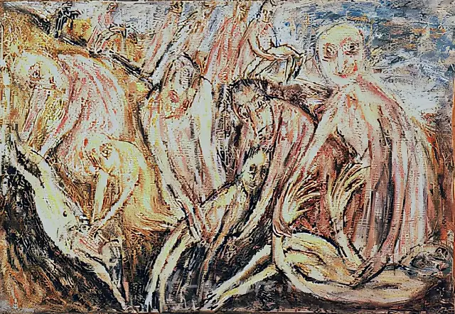 让死者埋葬他们的死者，1989年，布面油画，80×100 作者收藏