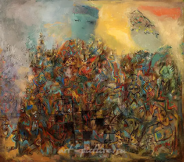 Игра в нарды, 1992, холст, масло, 100х120