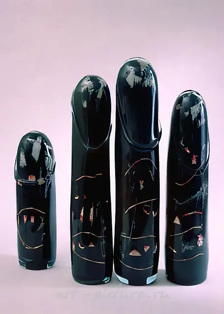 Hand of a clairvoyant (four articles), 1991, glass, metal, h - 45 - 52 cm Author`s property