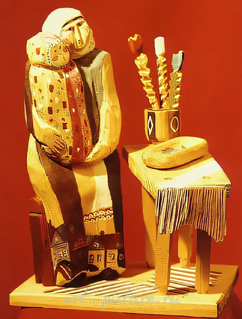 Supper, 1991, painted wood, 20x15x7 Private collection. Israel.