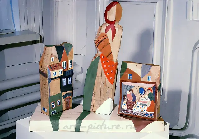 A small town, 1990, painted wood, 49x52x51