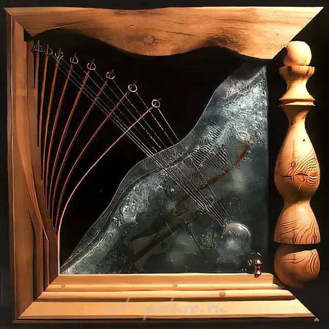 Frozen Music, 1989, wood, glass, slumping, 80x80. Author`s property