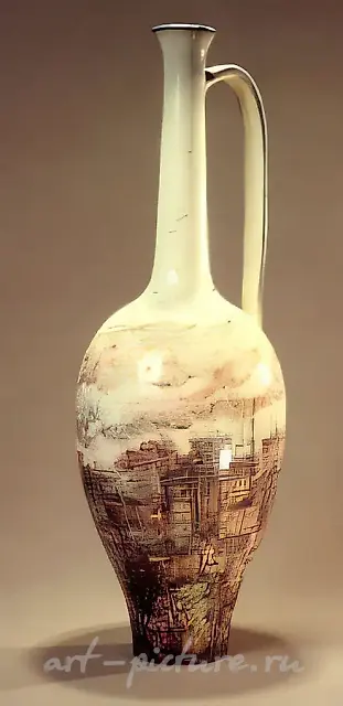 City, 1987, faience, underglaze painting, height 55. Author`s property
