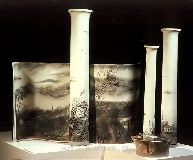 Sky over Gzhatsk, 1981, faience, underglaze painting, salts, height 110, 90, 80. All-Russia Museum of Decorative Art