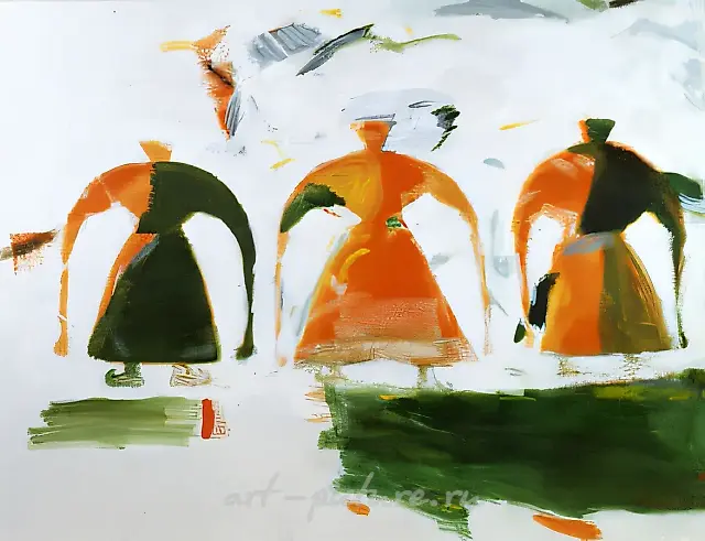 Three figures. Dedicated to Malevich., 1992, canvas, mixed technique, 100x130