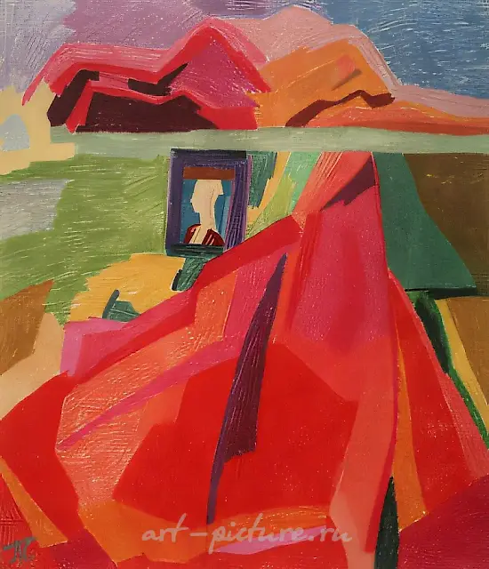 身穿红衣的女士肖像,1989年,纸本,粉彩,72×61厘米