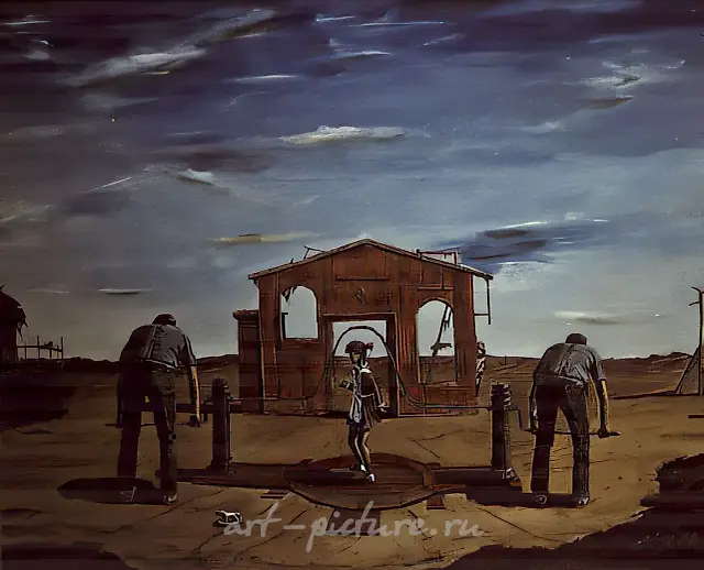 小白马的悲剧，1990年，布面油画，40x49厘米。现藏于“莫斯科调色板”画廊。