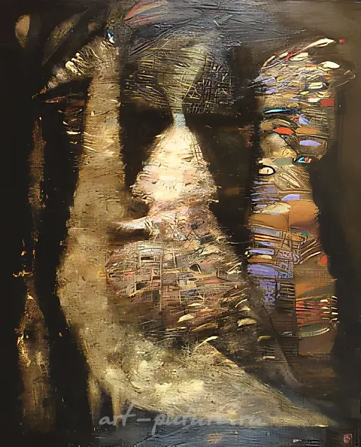 Giraffe rider, 1992, canvas, oil, 100x80 Property of "Moscow Palette" Gallery