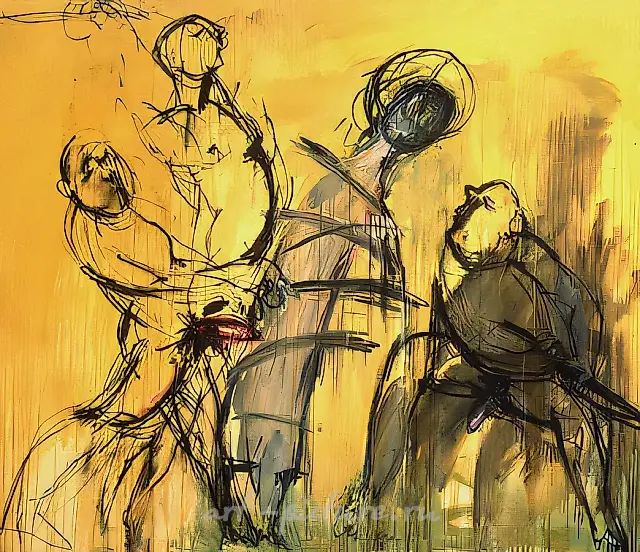 Flagellation, 1990, canvas, oil, 125x150