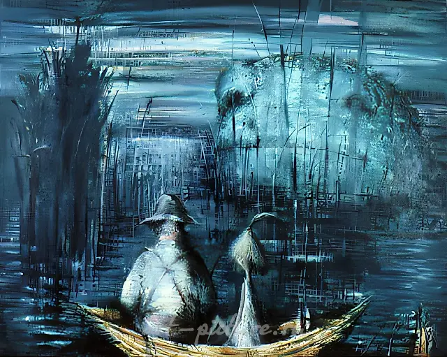 Anglers, 0, canvas, oil, 80x100 Property of "Moscow Palette" Gallery