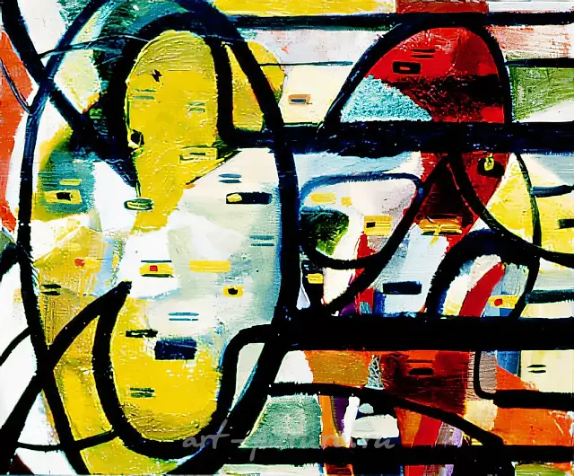 抽象画，1991年，布面油画，作者自藏。$800。
