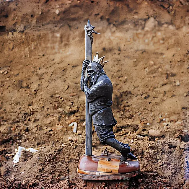 Once upon a time there was the tzar, 1992, bronze, wood, aluminium, 100x40x40