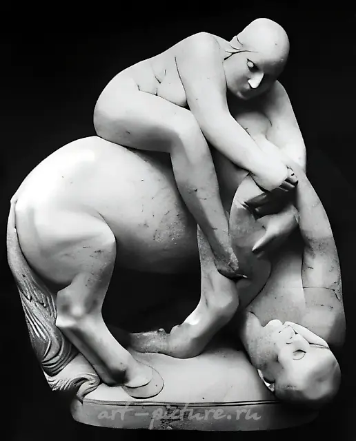 Battle of a Centaur with Amazons, 1981, marble, H=80 cm