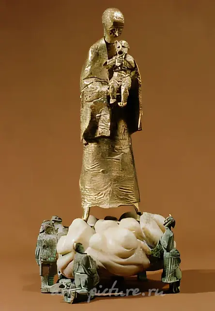 Joys of All Who Sorrow, 1996, marble, bronze, H=42 cm
