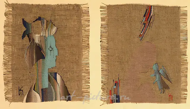 Melancholy (mini-Gobelin tapestry), 1989, hand weaving, 17x14, 17x14 Collection Bisiani Enrico