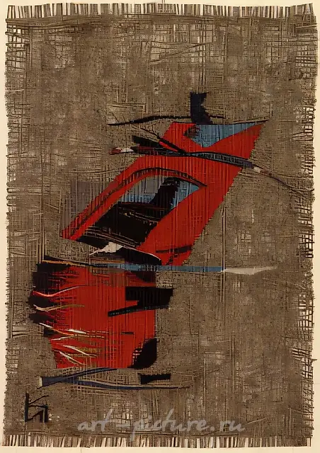 Voyeur (mini-tapestry), 1992, hand weaving, 19x13 Author`s property